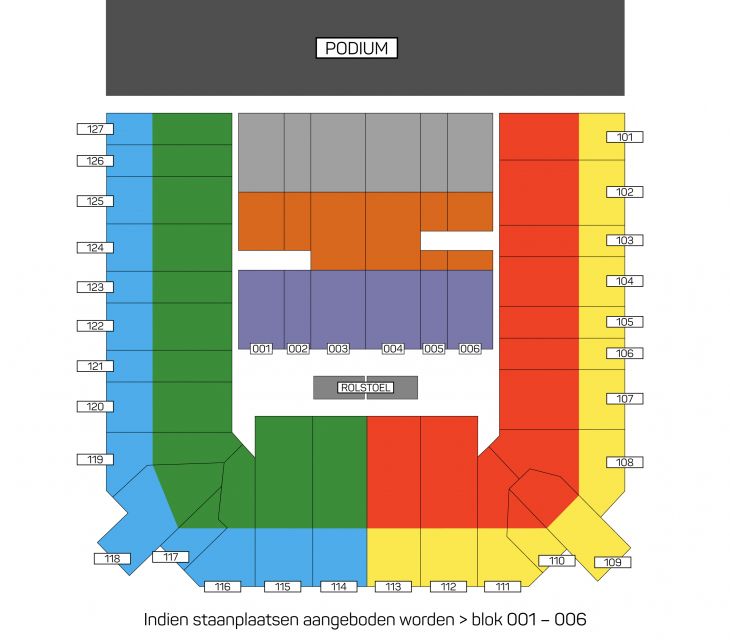 Zaalplan Proximus Pop-Up Arena Middelkerke